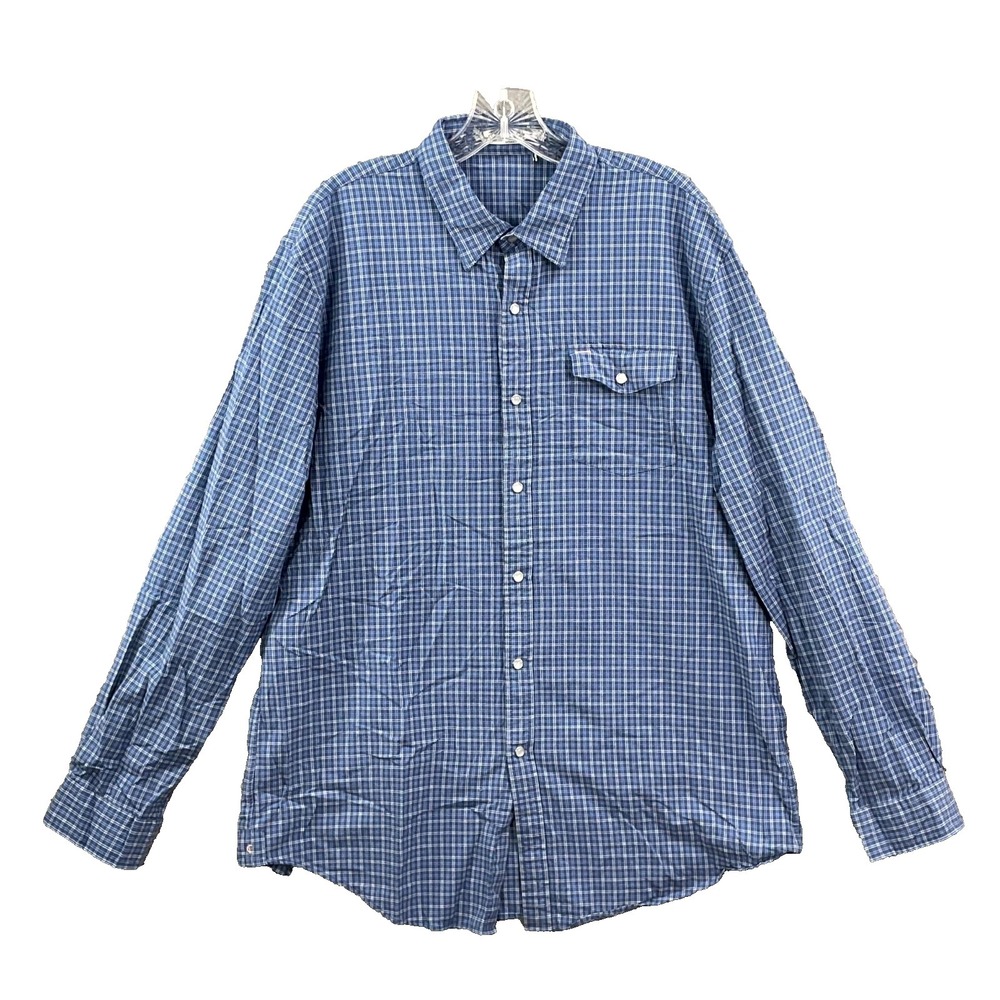 Criquet Shirt Men 2XL Blue Pearl Snap Western Classic Fit Performance Minimalist